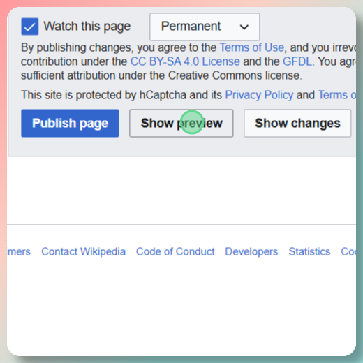 Clicking Preview your changes button